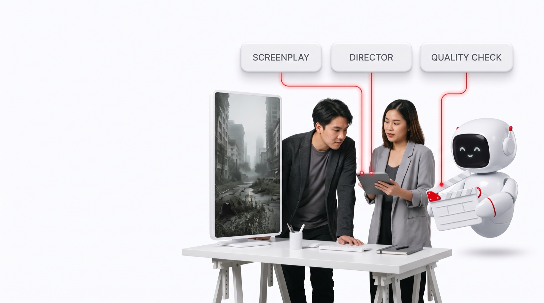 ผู้กำกับและโปรดิวเซอร์ตรวจเฟรมหนังแนวตั้ง พร้อมผู้ช่วย AI และแผง Screenplay Director Quality Check