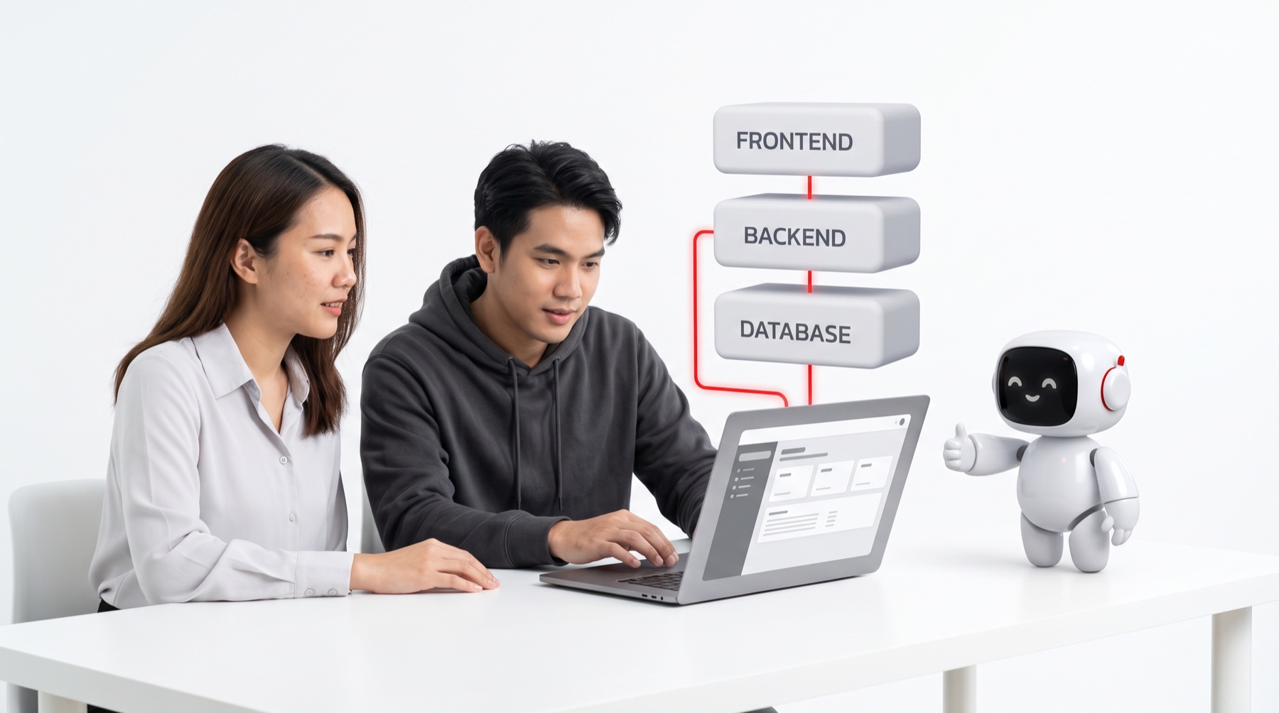 ทีมแอดมินและทีม DEV สร้างหน้าเว็บภายในด้วย AI พร้อมบล็อก FRONTEND BACKEND DATABASE